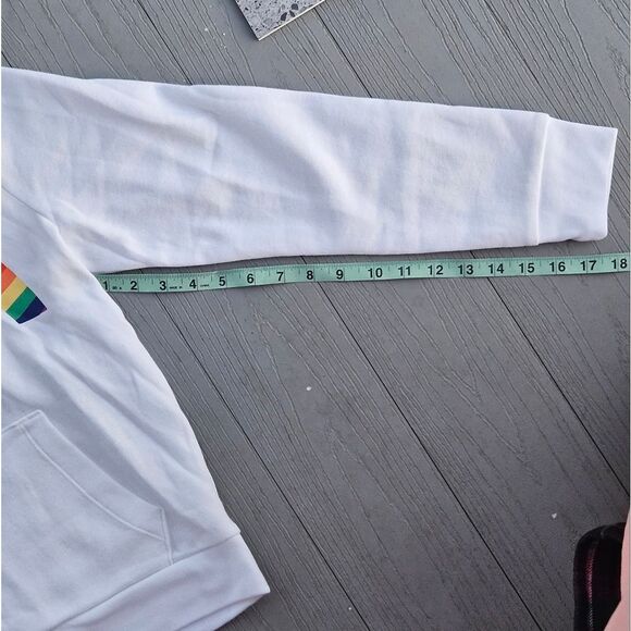 PINK Everyday Lounge Perfect Quarter Zip Classic Pullover OPTIC WHITE PRIDE MED. - Picture 11 of 16